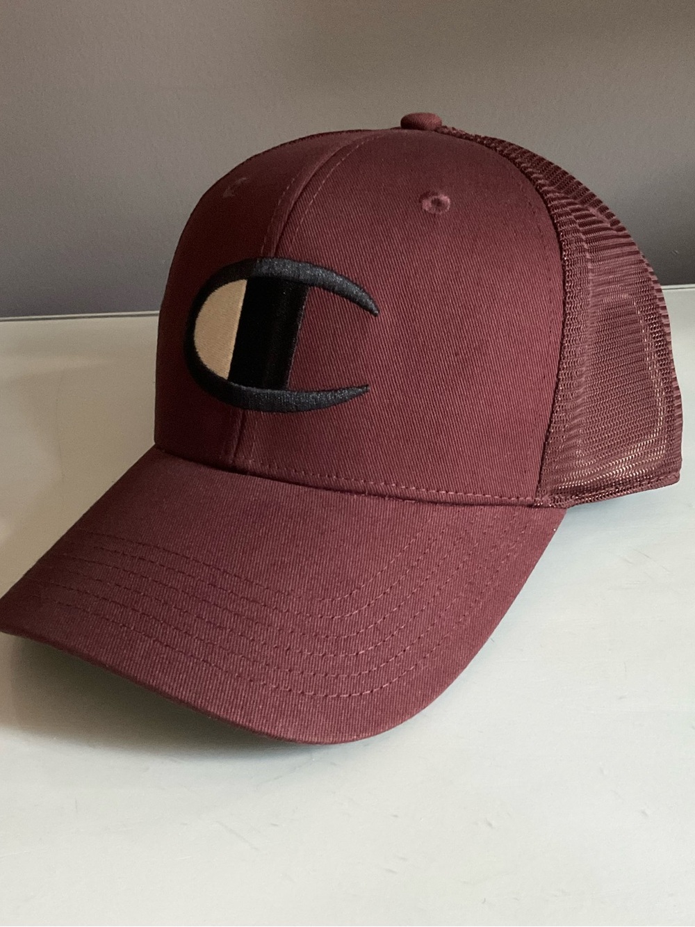 Champion Maroon Mesh Snap Back Logo Cap